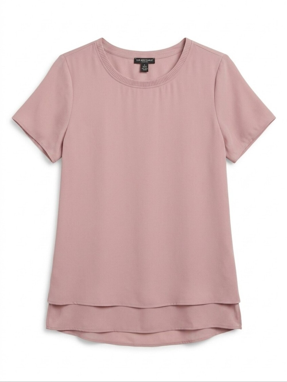 NWT Size Medium Hilary Radley Sheer Layered Light Pink Women's Short Sleeve Top
